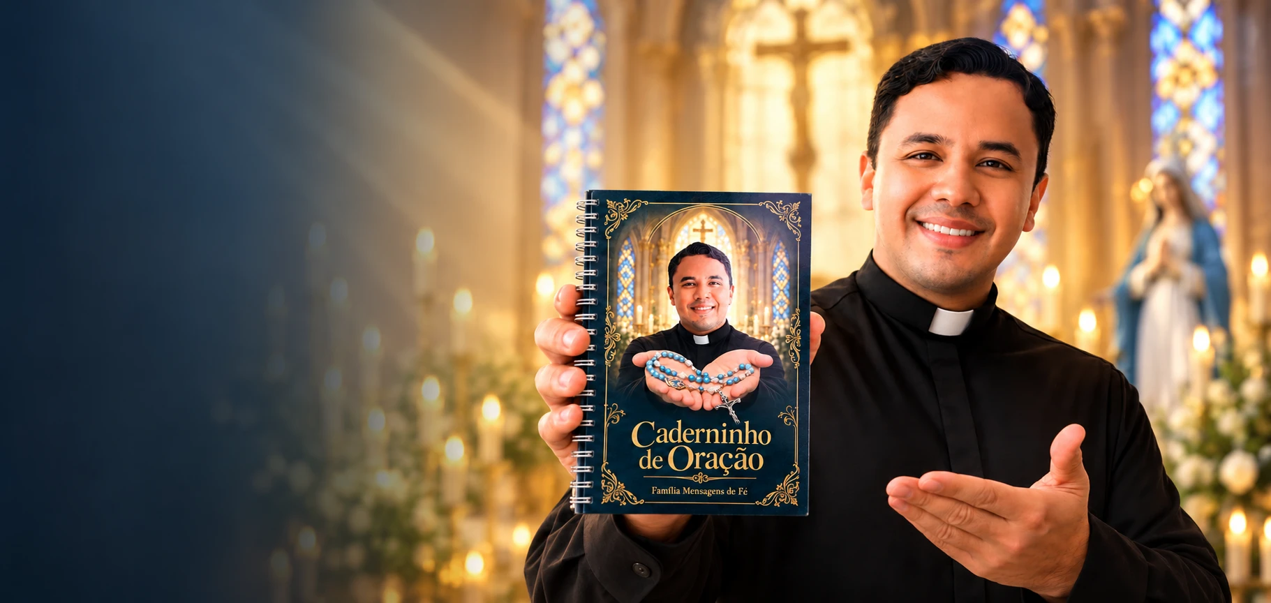 Padre Wagner apresentando o Caderninho de Oração Virtual